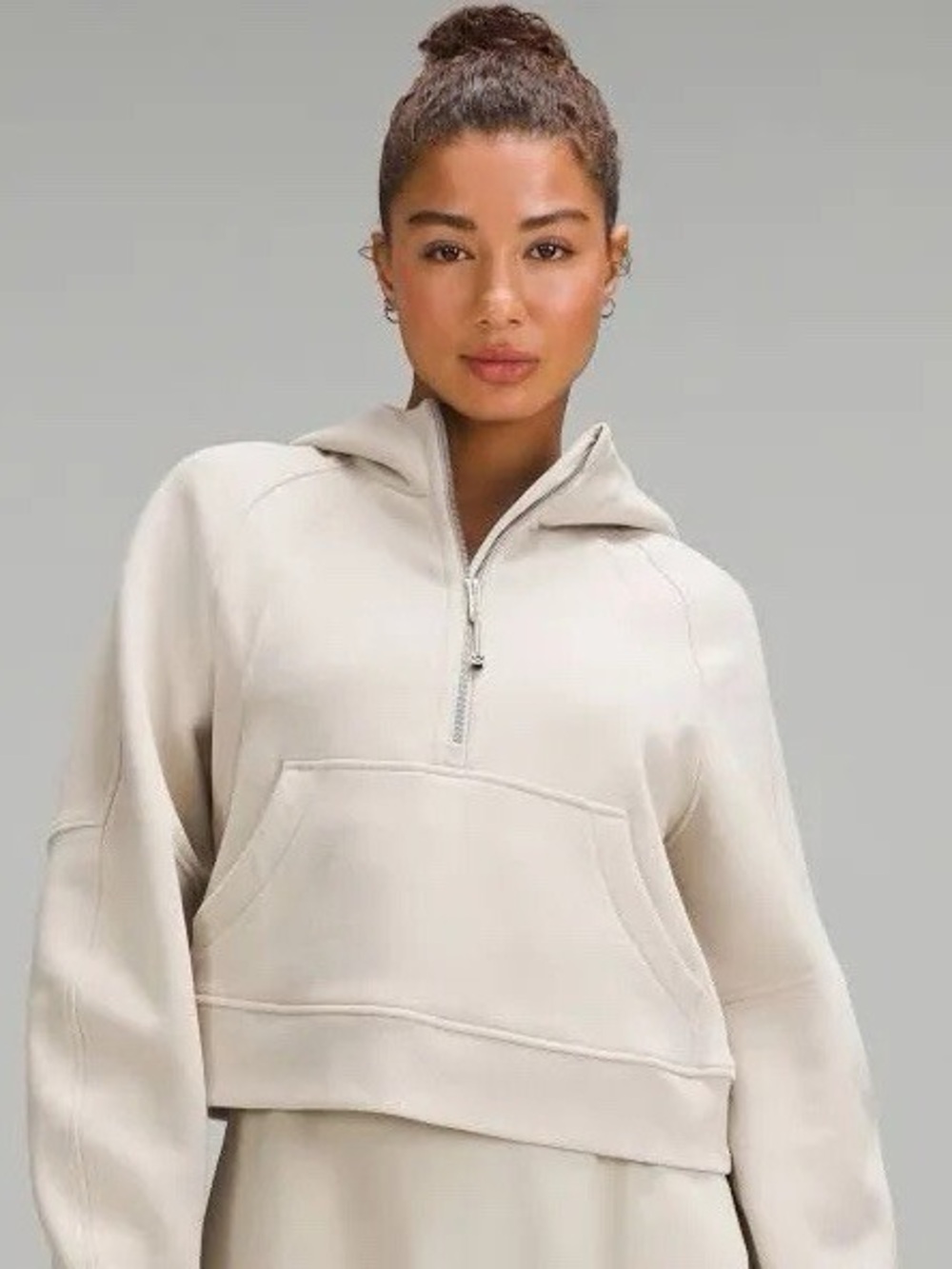 Lululemon Quarter-Zip Scuba Hoodie in Taupe (Size M/L)